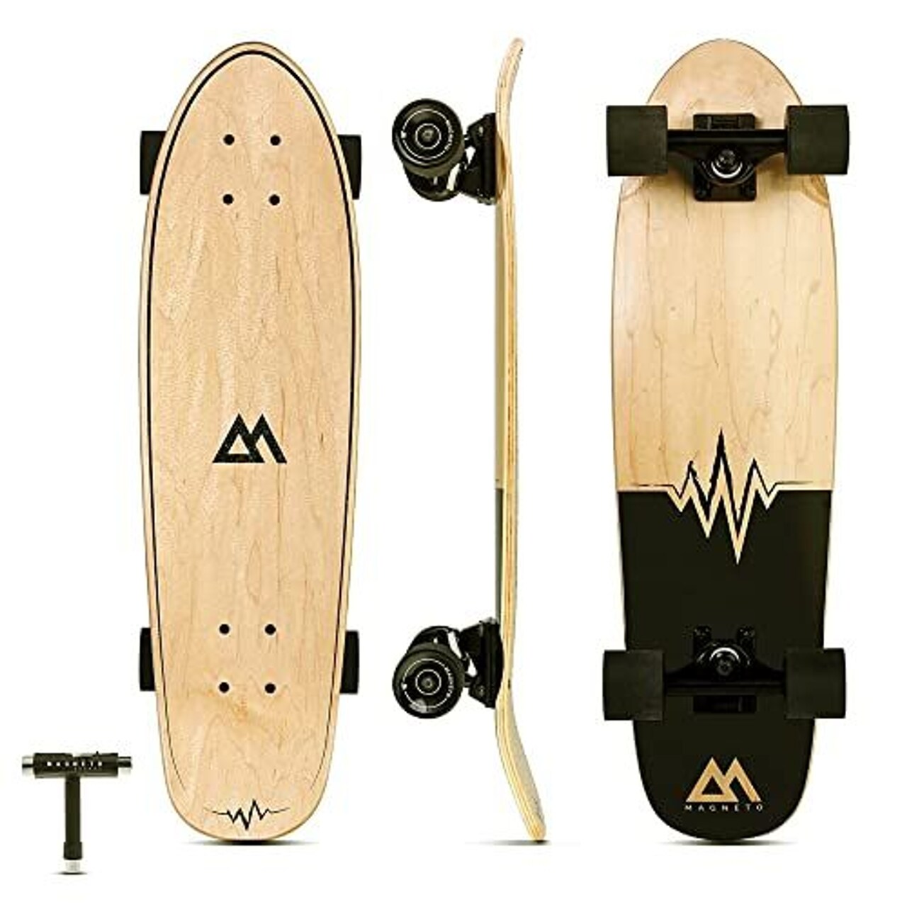 Magneto Mini Cruiser Skateboard - Smooth Ride with Longboard Wheels - Trick-Ready Double Kicktail for Skateboarding - Kids Cruiser Board with Durable 8-Ply Maple Deck - 27.5" x 7.5", Heart Beat